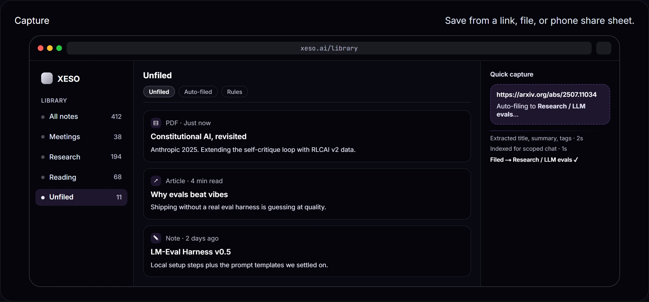 Capture: Save the thing while it is still in front of you. — product screenshot